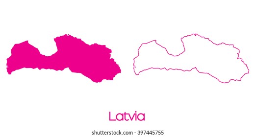 A Map of the country of Latvia