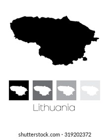 A Map of the country of Lithuania
