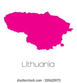 A Map of the country of Lithuania