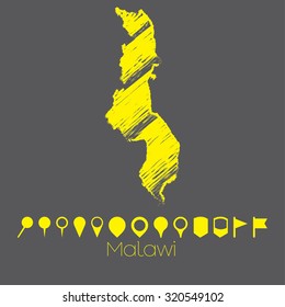 A Map of the country of Malawi