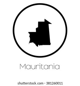 A Map of the country of Mauritania