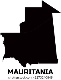   Karte des Landes MAURITANIA auf Schwarz.  Mit der Überschrift des Namens des Landes "MAURITANIA".