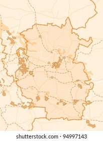 Map of The Country. Monochromatic background vector illustration in bronze colors.