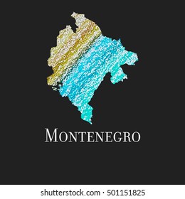 A Map of the country of Montenegro. 
Illustration of Montenegro. Montenegro vector map. Silhouette of Montenegro.