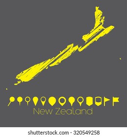 A Map of the country of New Zealand