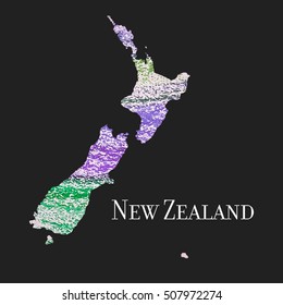 A Map of the country of New Zealand