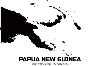  Map of the country PAPUA NEW GUINEA in black. With the description of the country name " PAPUA NEW GUINEA".