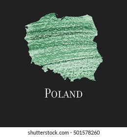 A Map of the country of Poland. 
Illustration of Poland. Poland vector map. Silhouette of Poland.