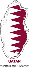 Map of the country of QATAR in the colours of the flag of the country of QATAR. With the description of the name of the country "QATAR".
