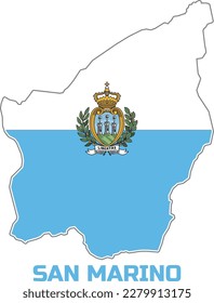 Map of the country SAN MARINO in the  colors of the state flag of SAN MARINO.  With the  caption of the country name "SAN MARINO".