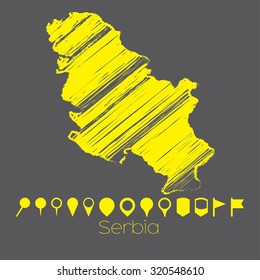 A Map of the country of Serbia