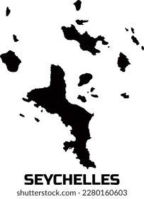   Map of the country of SEYCHELLES in black.  With the caption of the  name of the country " SEYCHELLES".