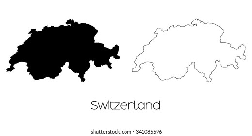 A Map of the country of Switzerland