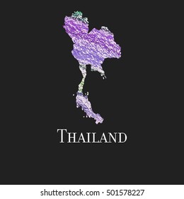 A Map of the country of Thailand. 
Illustration of Thailand. Thailand vector map. Silhouette of Thailand.