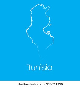 A Map of the country of Tunisia