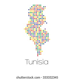 A Map of the country of Tunisia