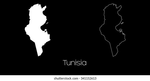 A Map of the country of Tunisia