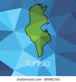 A Map of the country of Tunisia