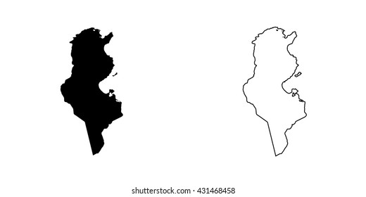 A Map of the country of Tunisia
