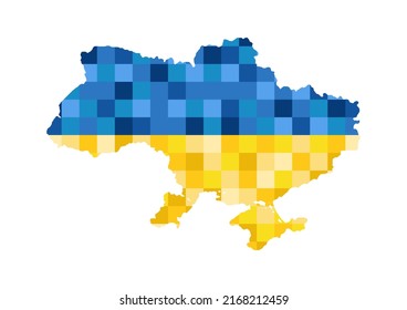 Map country ukraine vector color illustration for banner web design advertising. Mosaic or puzzle collage. Flag.