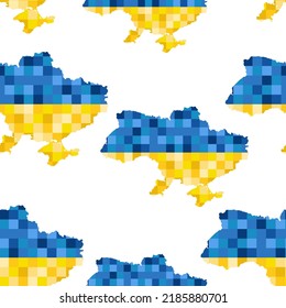 Map country Ukraine vector color seamless illustration. Mosaic or puzzle collage. Flag.