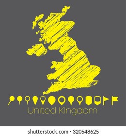 A Map of the country of United Kingdom