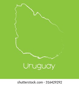 A Map of the country of Uruguay