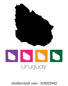 A Map of the country of Uruguay