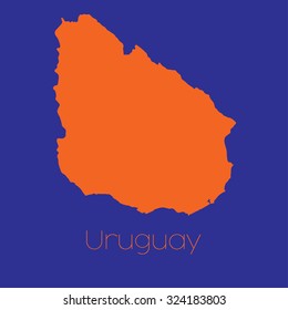 A Map of the country of Uruguay
