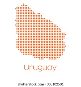 A Map of the country of Uruguay