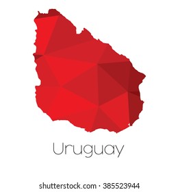 A Map of the country of Uruguay