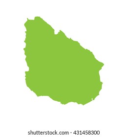 A Map of the country of Uruguay