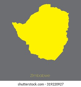 A Map of the country of Zimbabwe