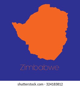 A Map of the country of Zimbabwe