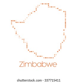 A Map of the country of Zimbabwe