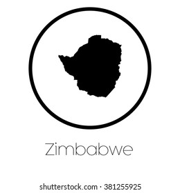 A Map of the country of Zimbabwe