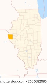 Mapa del condado de Adams (Illinois, Estados Unidos) que muestra el estado federal con el condado resaltado