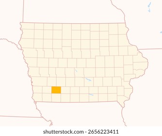 Mapa del condado de Adams (Iowa, US) que muestra el estado federal con el condado resaltado