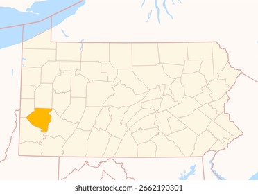 Mapa del condado de Allegheny (Pensilvania, Estados Unidos) que muestra el estado federal con el condado resaltado