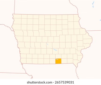Mapa del condado de Appanoose (Iowa, US) que muestra el estado federal con el condado resaltado