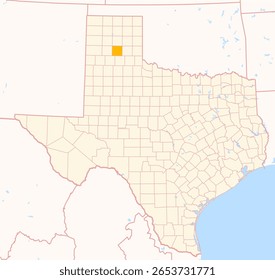 Map of the County Armstrong (Texas, US) showing the Federal State with the highlighted County