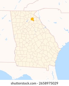 Mapa de los bancos del condado (Georgia, US) que muestra el estado federal con el condado destacado