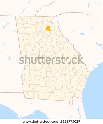 Map of the County Banks (Georgia, US) showing the Federal State with the highlighted County