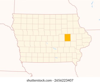 Map of the County Benton (Iowa, US) showing the Federal State with the highlighted County
