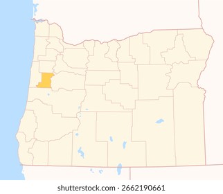 Mapa del condado de Benton (Oregón, Estados Unidos) que muestra el estado federal con el condado destacado