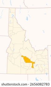 Map of the County Blaine (Idaho, US) showing the Federal State with the highlighted County