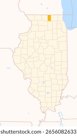 Mapa del condado de Boone (Illinois, Estados Unidos) que muestra el estado federal con el condado resaltado