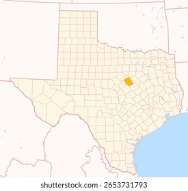 Map of the County Bosque (Texas, US) showing the Federal State with the highlighted County