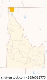 Mapa del límite del condado (Idaho, US) que muestra el estado federal con el condado resaltado
