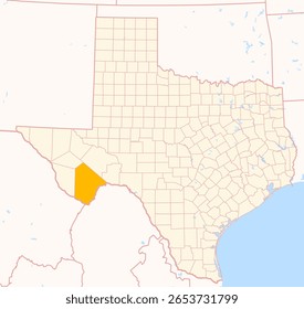 Map of the County Brewster (Texas, US) showing the Federal State with the highlighted County